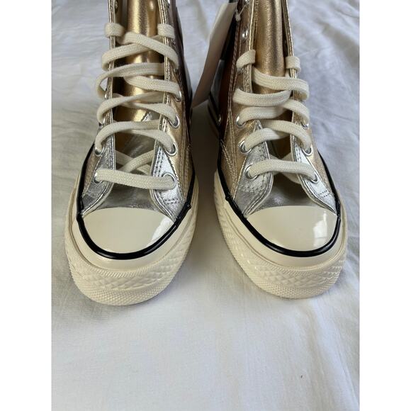 NWOB Converse Chuck 70 Hi‎ Metallic Rainbow Women 6 Pure Silver/Egret Sneaker - Picture 5 of 11